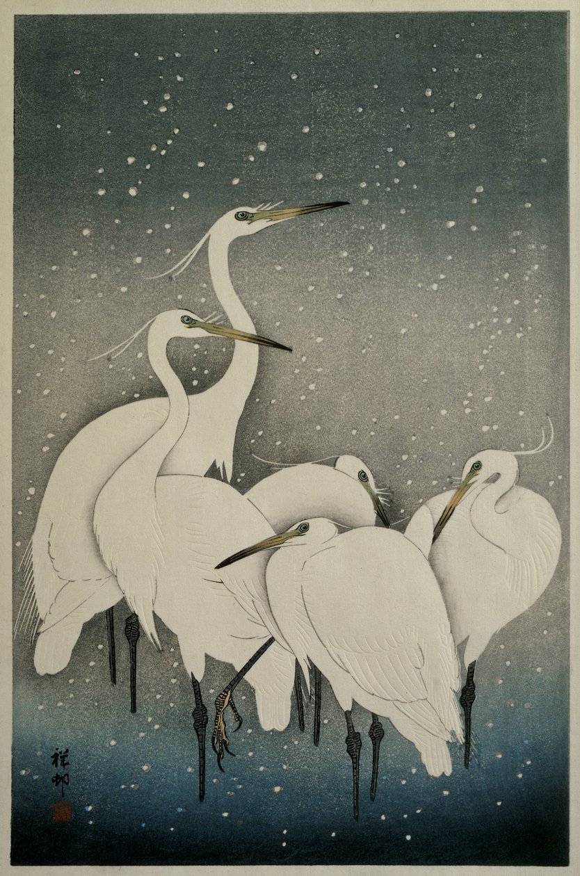 Gruppe af egrets af Ohara Koson