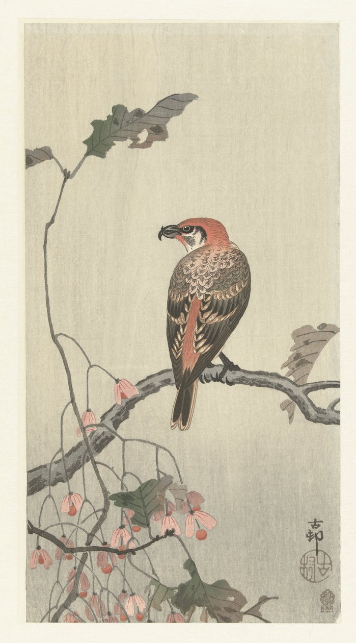 Korsnæb på trægren af Ohara Koson