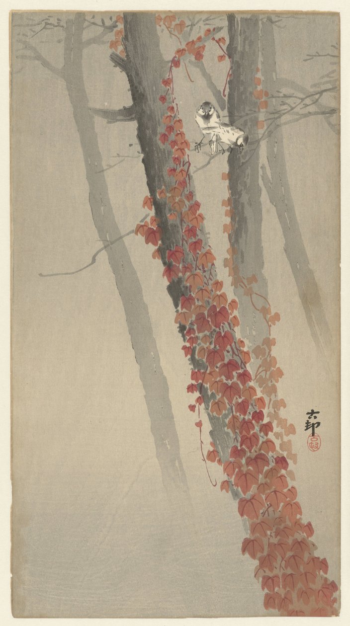 rød vedbend af Ohara Koson