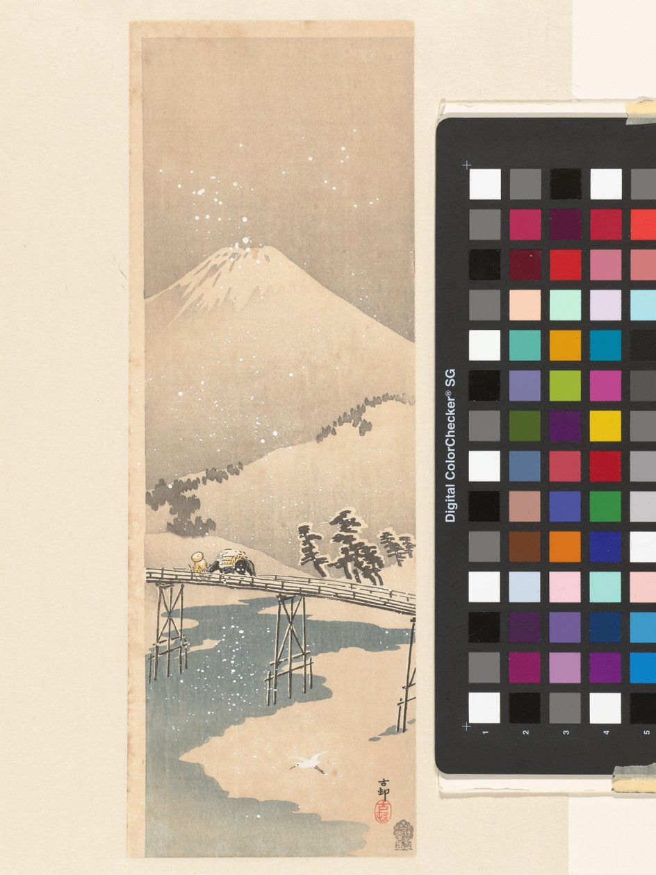 Snelandskab med Fuji-bjerget af Ohara Koson