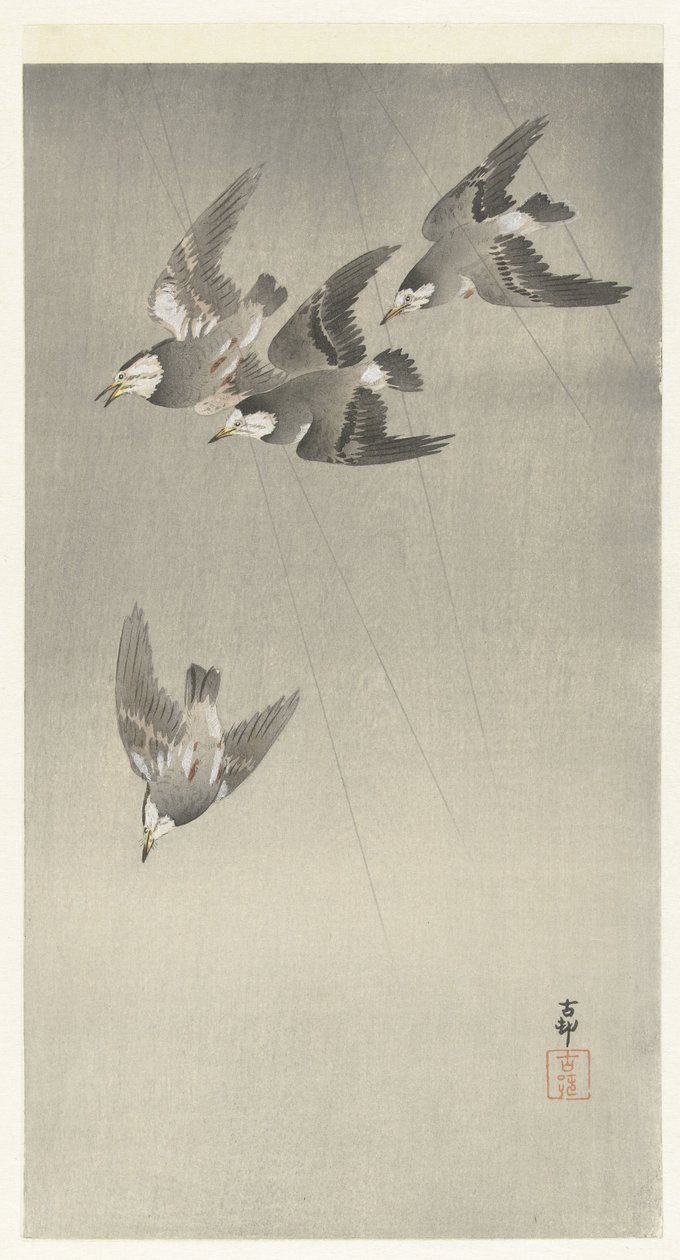 Stær i regnen af Ohara Koson