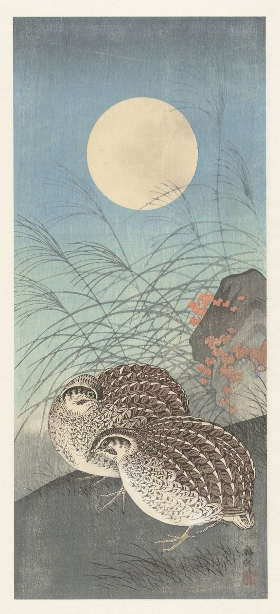 To vagtler ved fuldmåne. af Ohara Koson