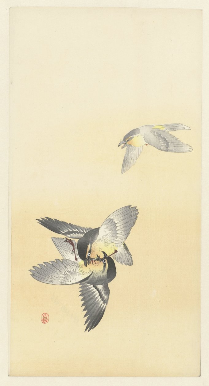 To kampfugle af Ohara Koson
