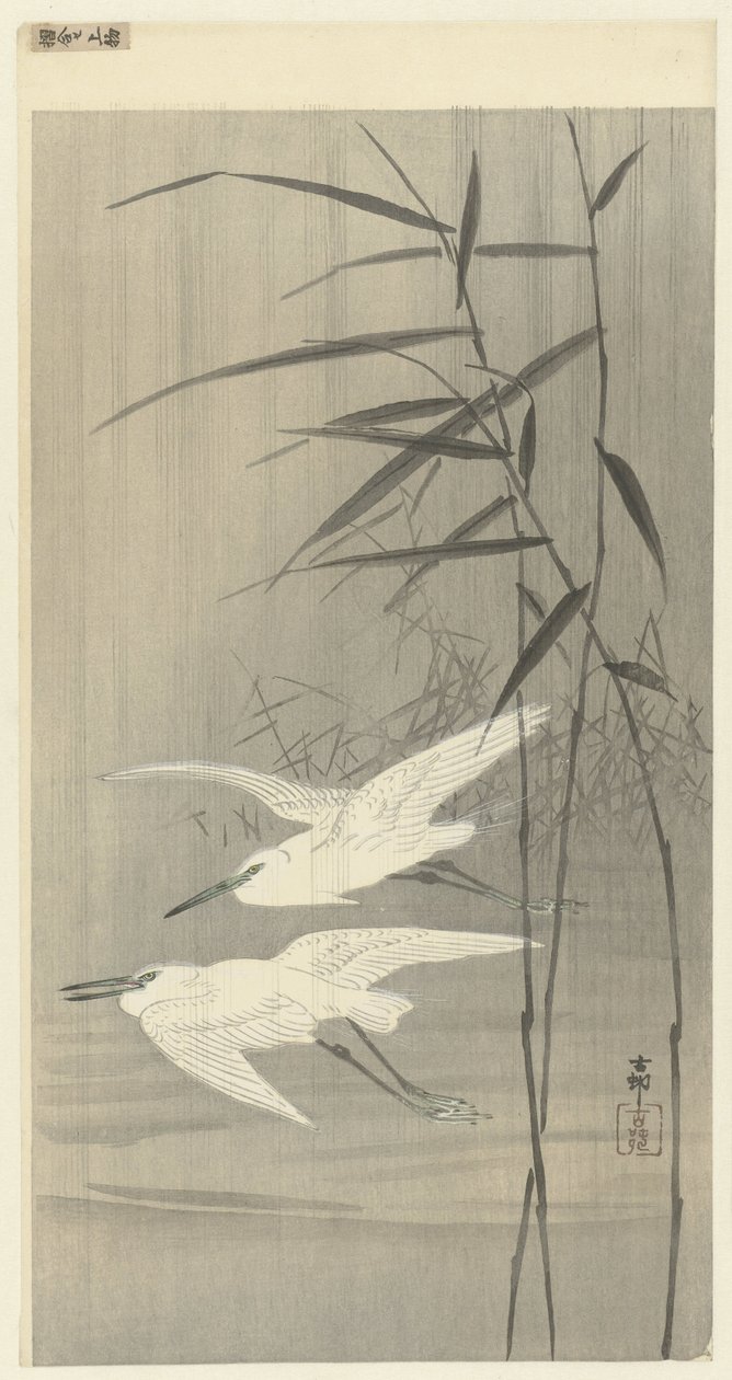 To hejre på flugt af Ohara Koson