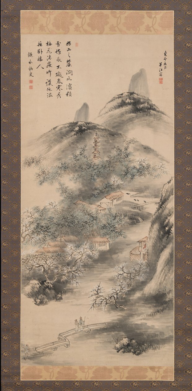 Bambus og blomme i det tidlige forår, 1843. af Okada Hanko