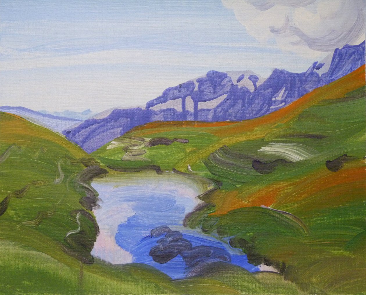 Leukerbad 27, 2014 (akryl på lærred) af Olivier Morel