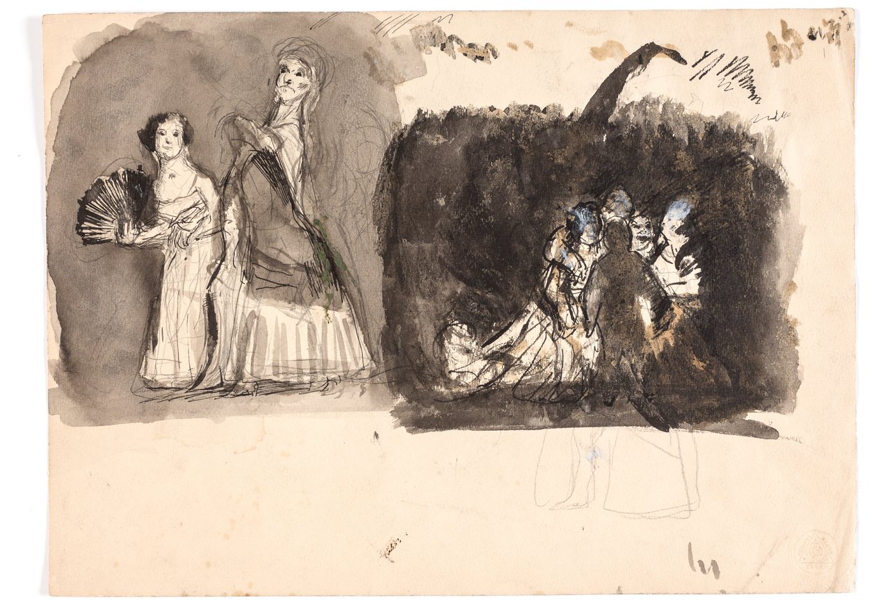 Karnevalsscene og studie for "Diogenes" (?) af Oluf Hartmann