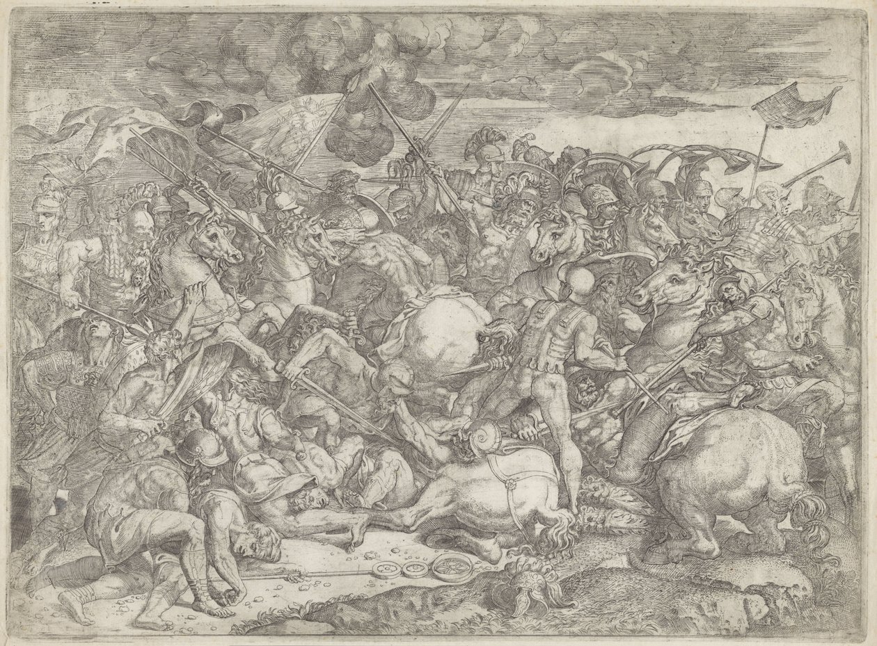 Slaget ved Milvian Bridge af Orazio Farinati (attributed to)