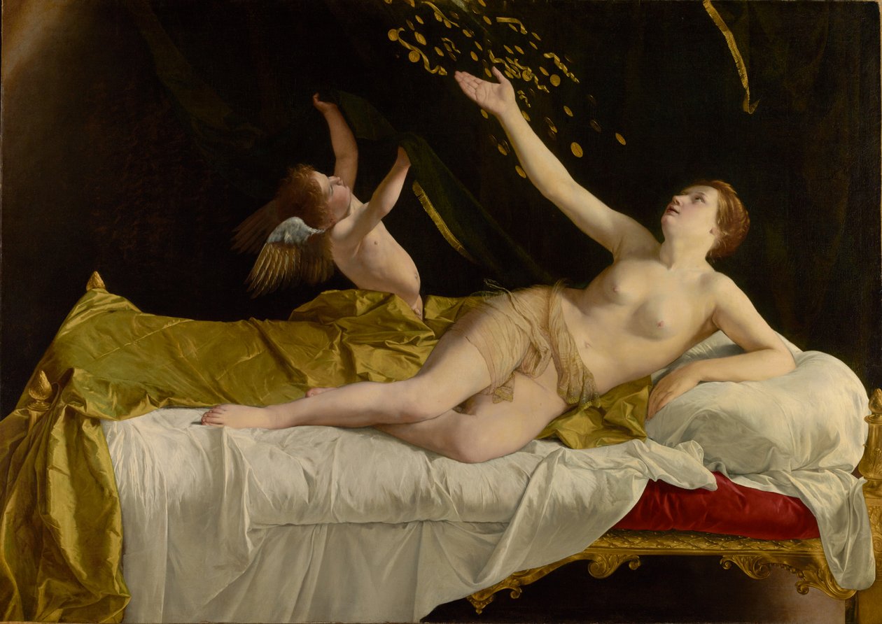 Danaë og guldregnen af Orazio Gentileschi