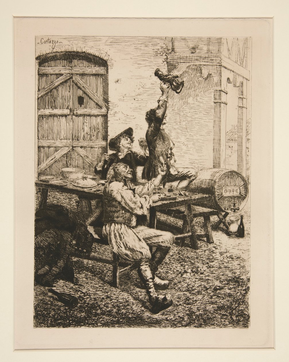 Country Scene: The Drinkers af Oreste Cortazzo
