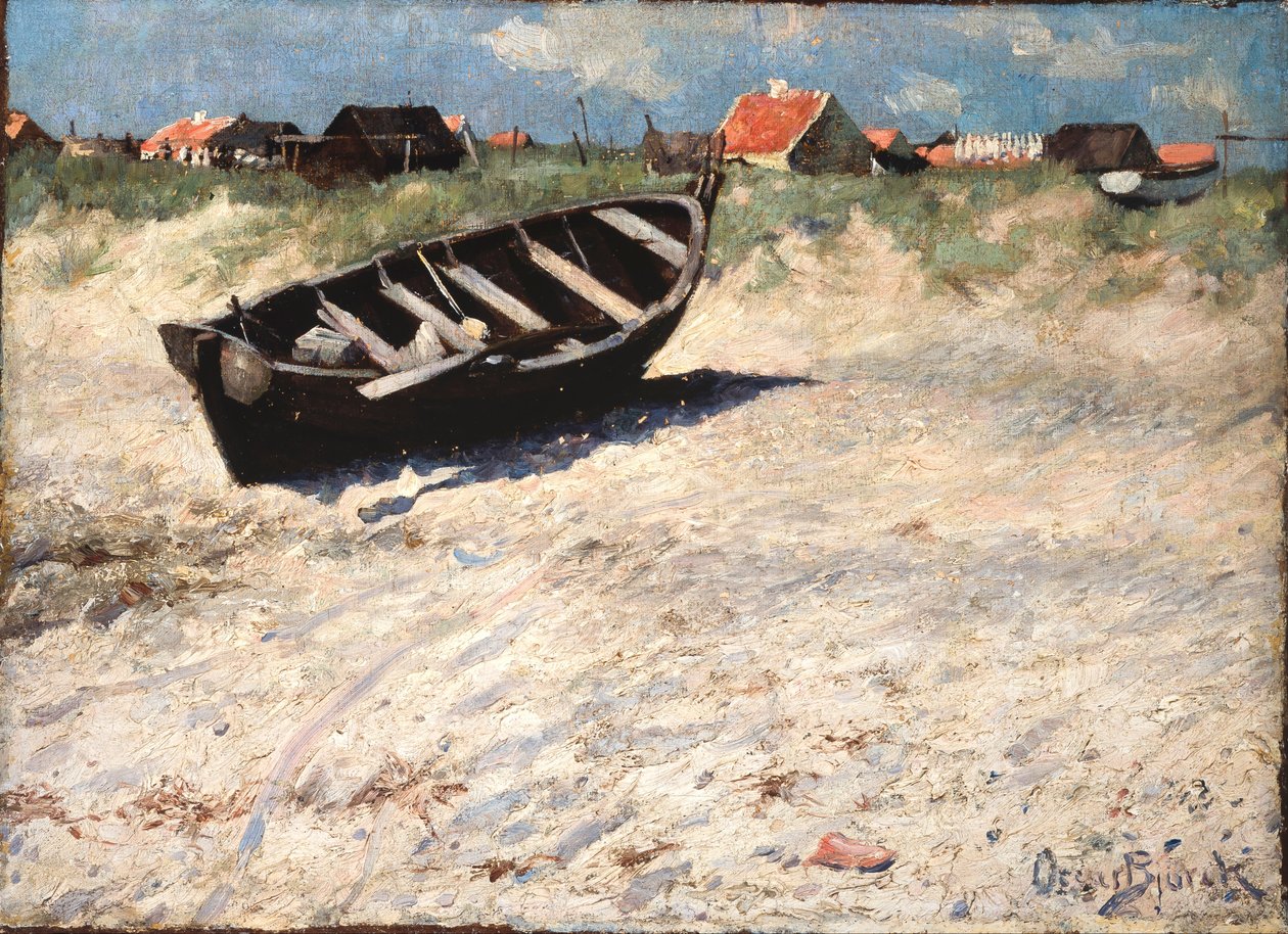Båd ved Skagens Sydstrand af Oscar Gustaf Bjorck