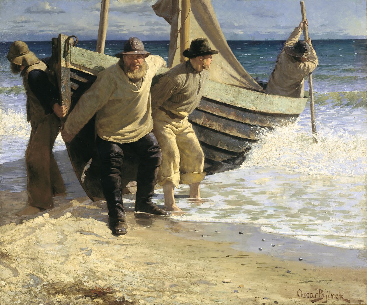 Lancering af båden. Skagen af Oscar Gustaf Bjorck