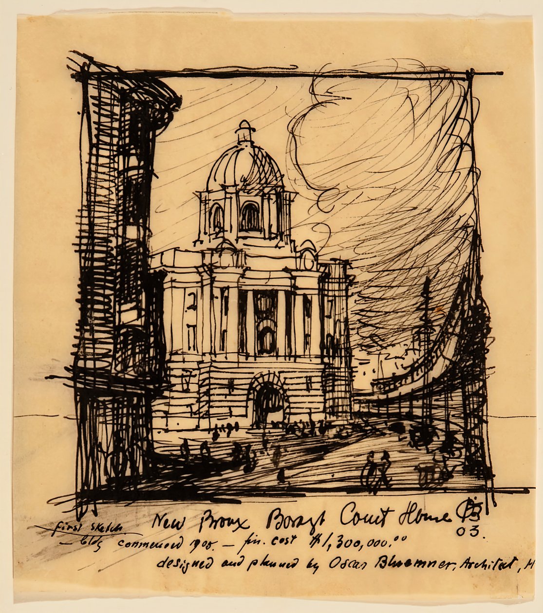 New Bronx County Courthouse, 1903. af Oscar Bluemner