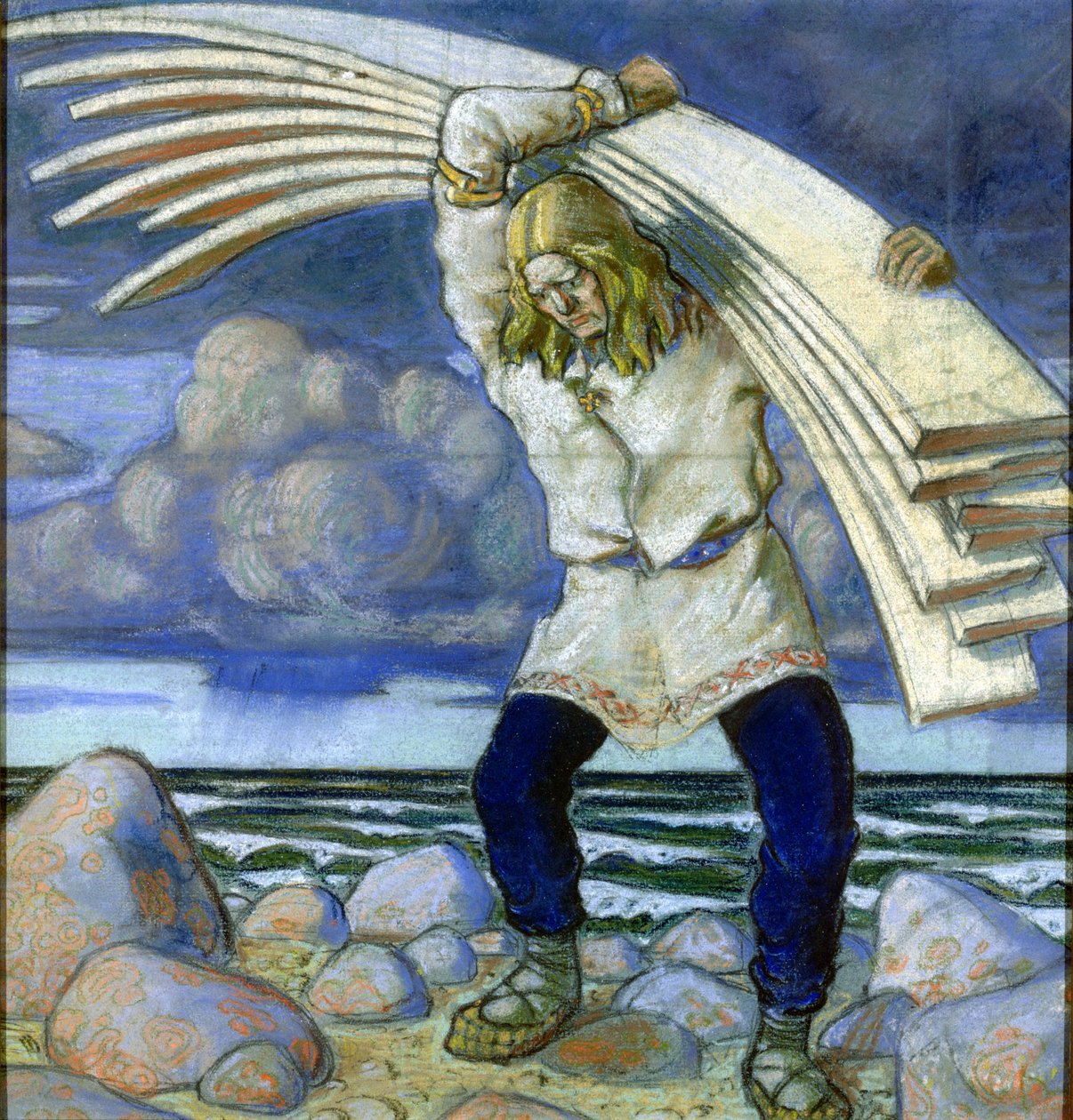 Kalevipoeg, der bærer brædderne, 1914 af Oskar Kallis