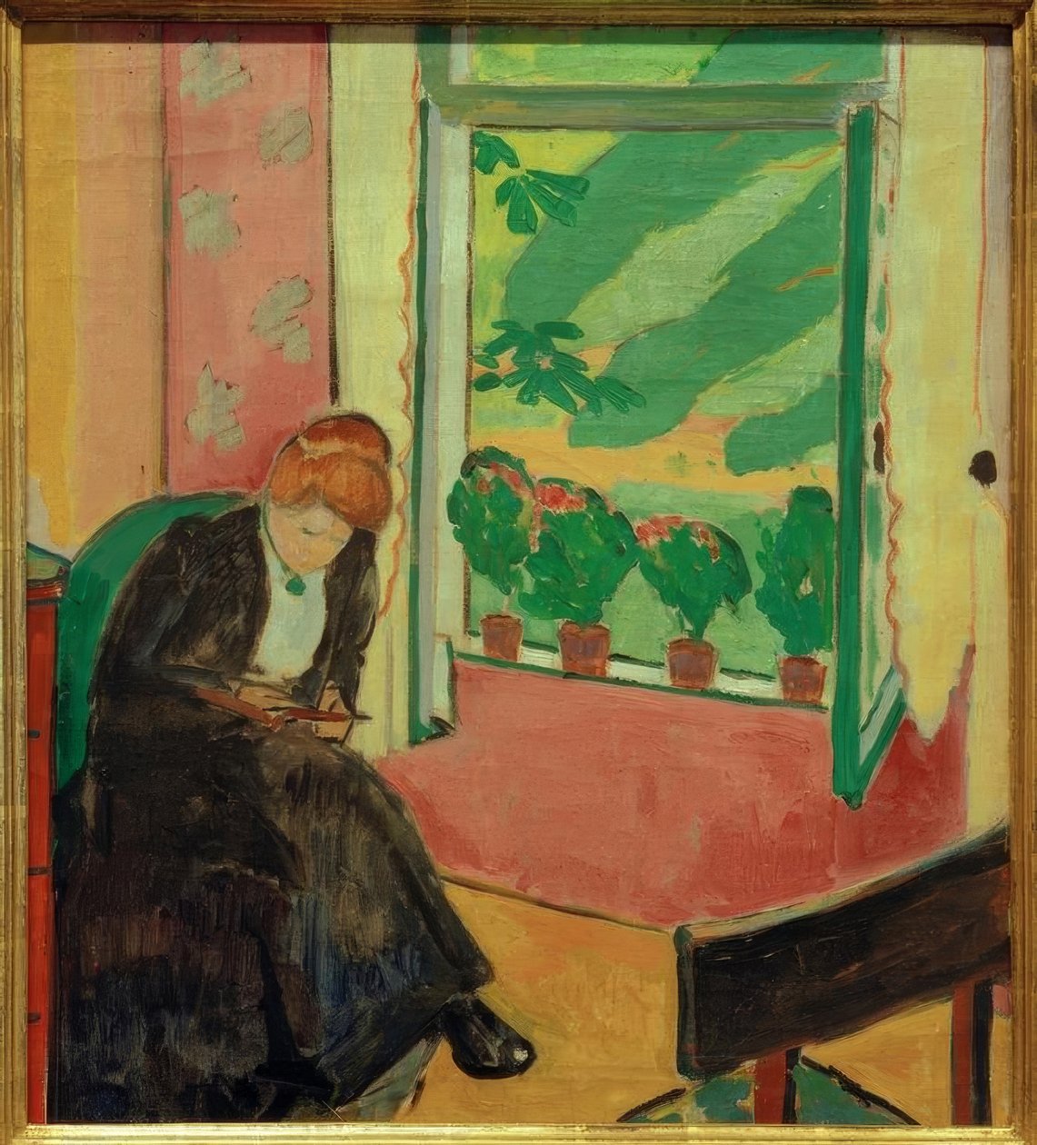 Sort kvinde ved vinduet (Marg Moll) af Oskar Moll