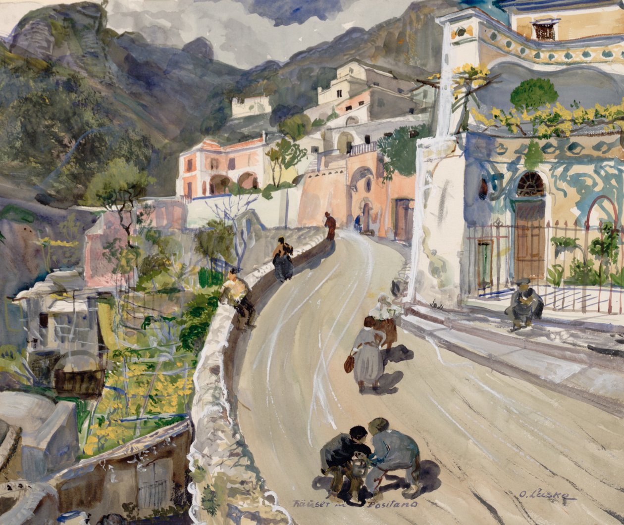 Udsigt over Positano af Oskar Laske