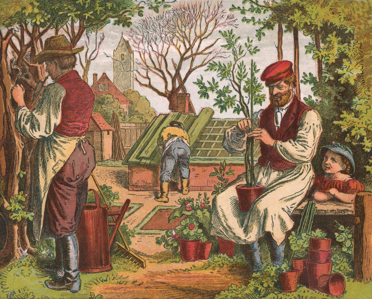 Havearbejde, 1871 af Oskar Pletsch