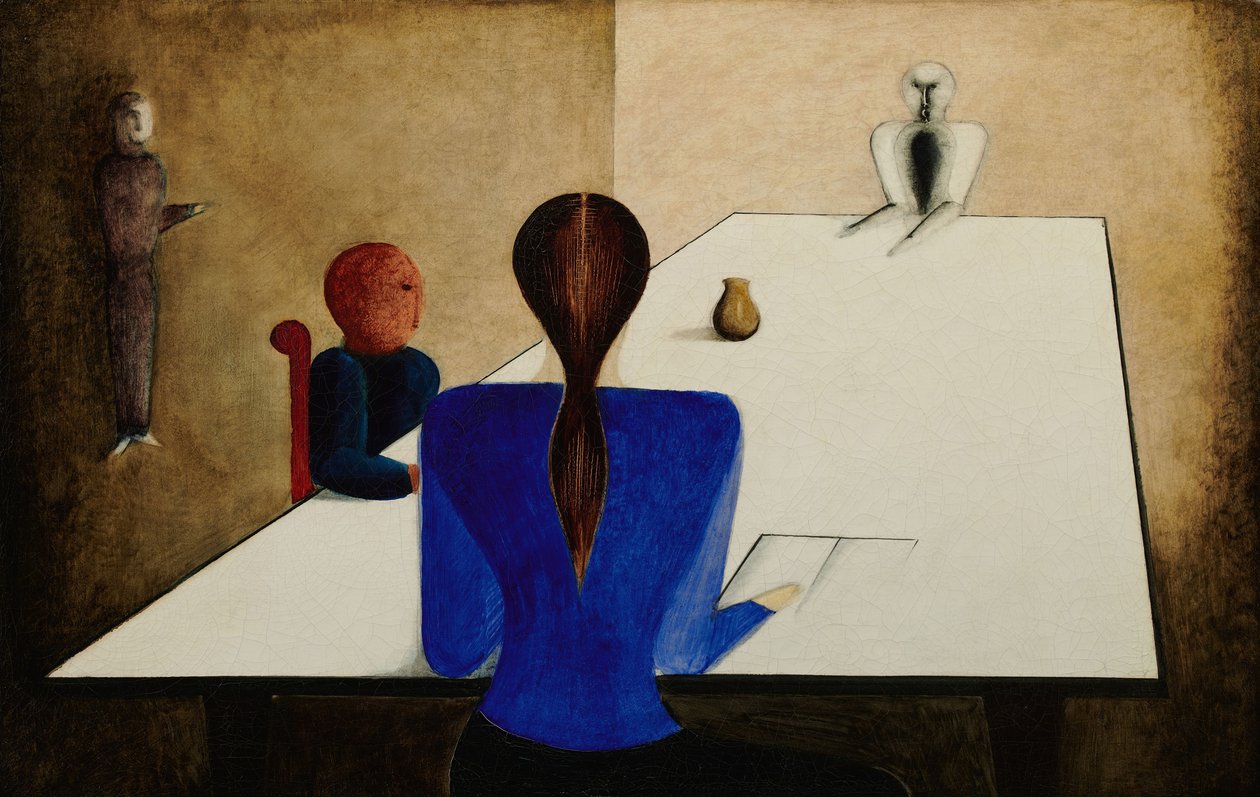 Gruppe ved bordet, 1923. af Oskar Schlemmer