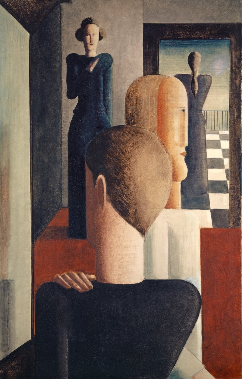 Sisustus viidellä hahmolla, roomalainen af Oskar Schlemmer