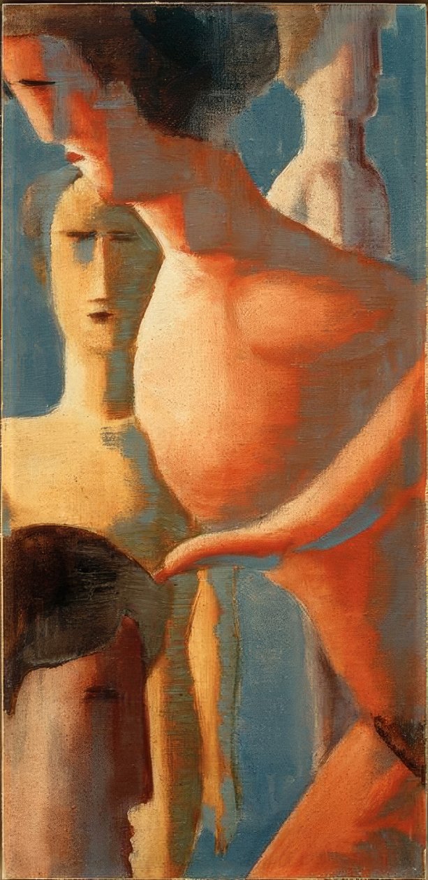 Lille sammensætning II, gul-rød gruppe af Oskar Schlemmer