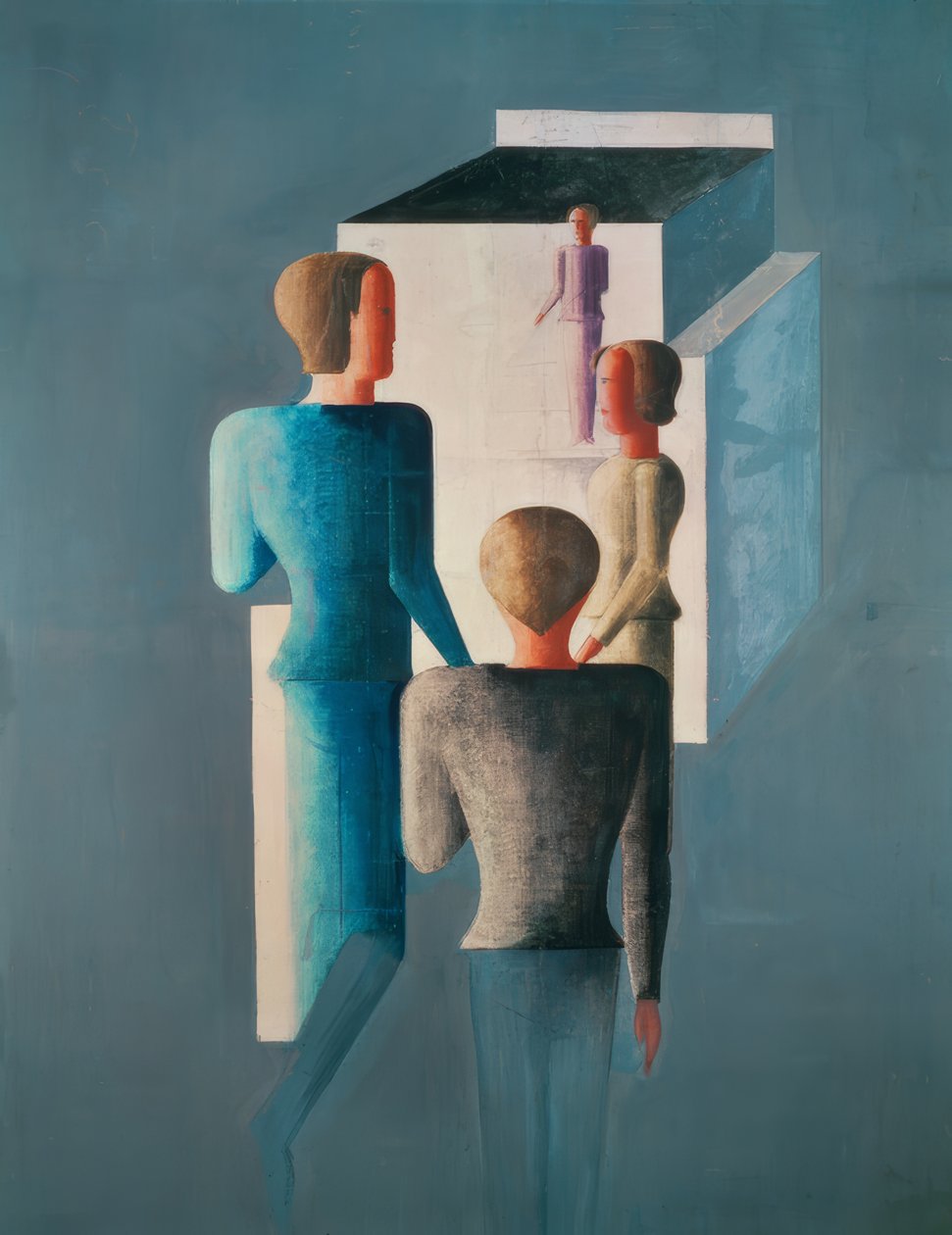 Fire figurer og en terning af Oskar Schlemmer