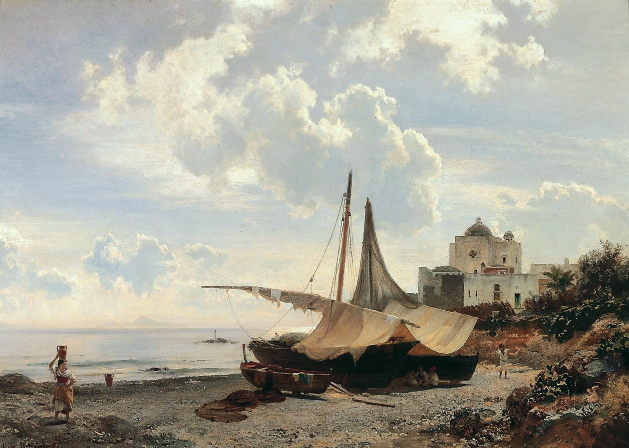 Græsk tårn af Oswald Achenbach