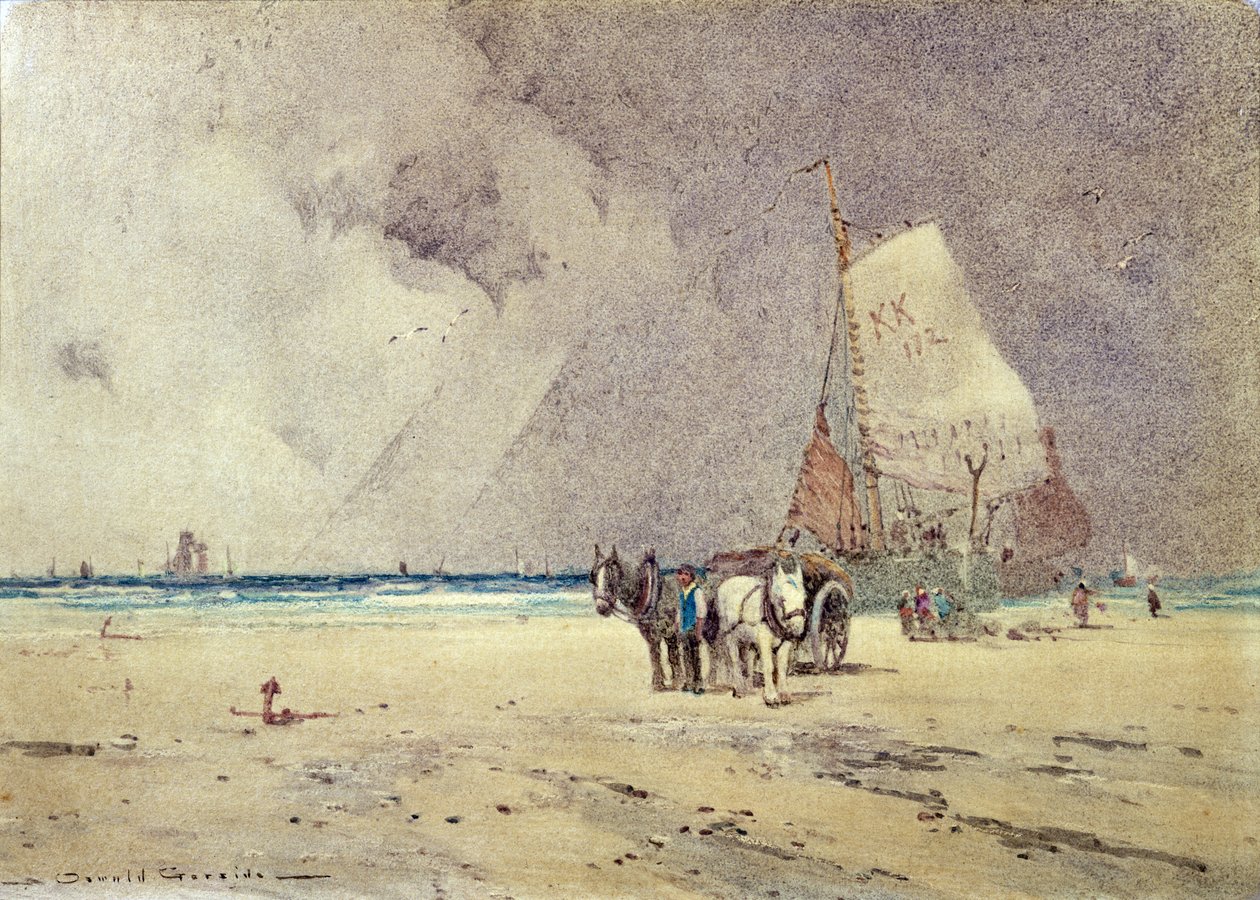 Vinter strandscene af Oswald Garside