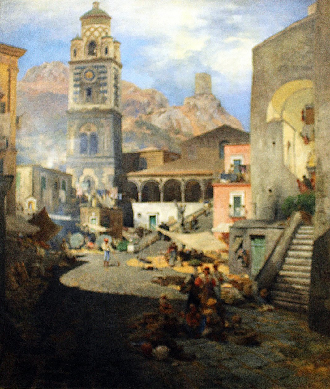 Tysk: Markedspladsen i Amalfi af Oswald Achenbach