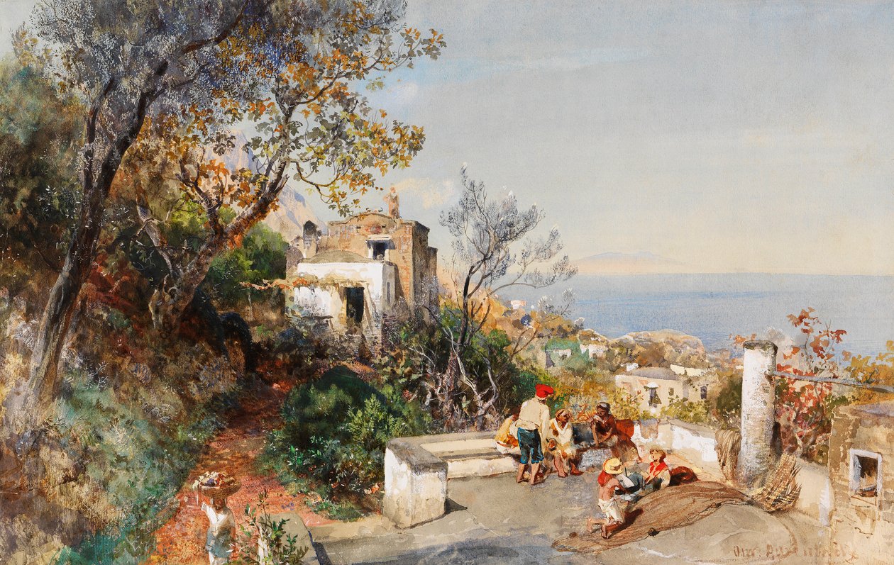 Udsigt over Napolibugten af Oswald Achenbach