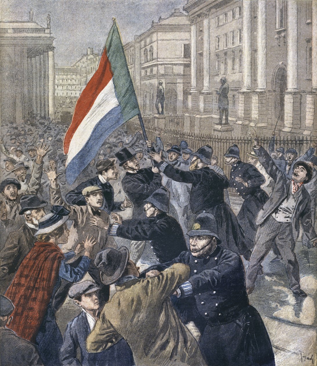 Irland, demonstration mod Chamberlain, illustration fra 