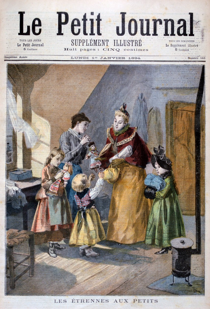 Børn, der modtager nytårsgaver, 1894 af Oswaldo Tofani