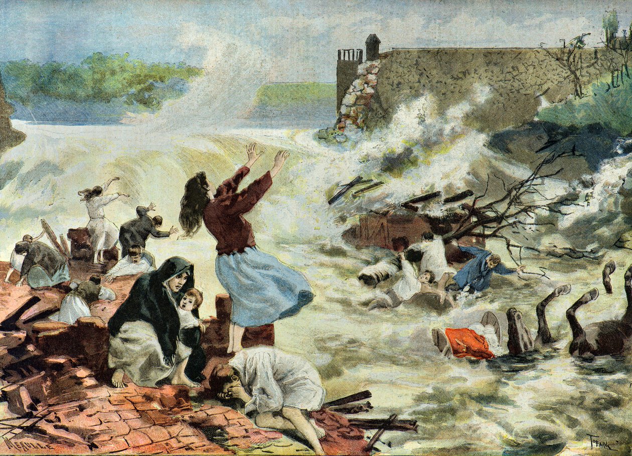 Bouzey-katastrofen, 1895 (Illustration) af Oswaldo Tofani