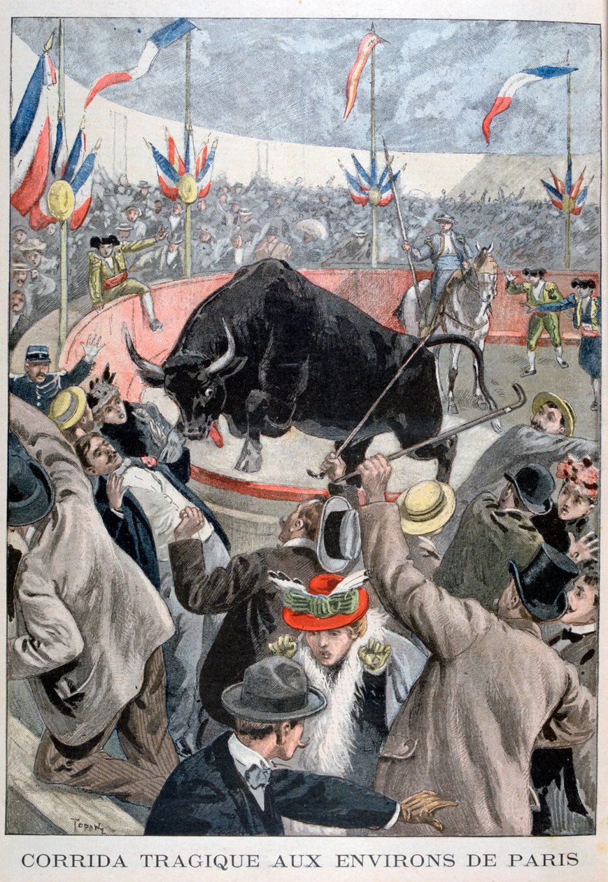 Tragisk tyrefægtningsulykke omkring Paris, 1899 af Oswaldo Tofani