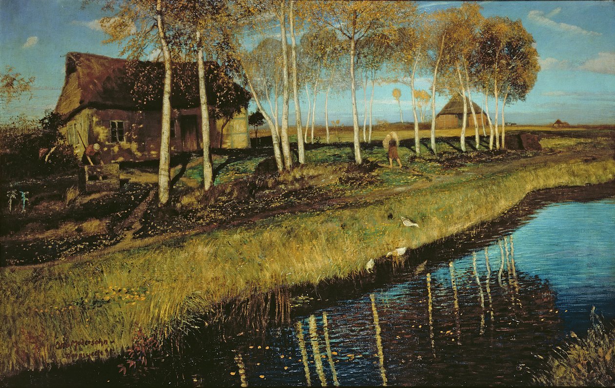 Efterårsmorgen på kanalen af Otto Modersohn