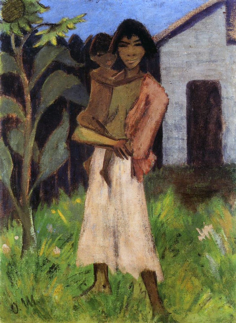 Mor og barn, 1927 (tempera på lærred) af Otto Mueller
