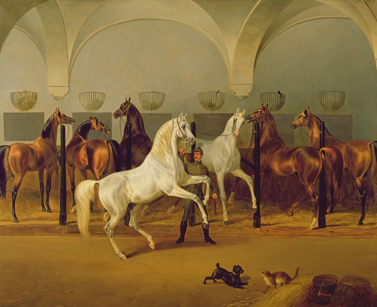 Staldene i Babolna, 1849 af Otto Stotz