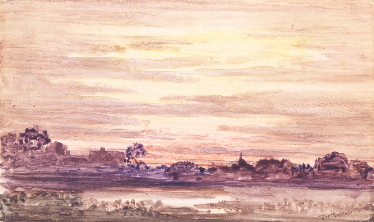 Solnedgang efter storm, ca. 1900. af Otto Gaertner
