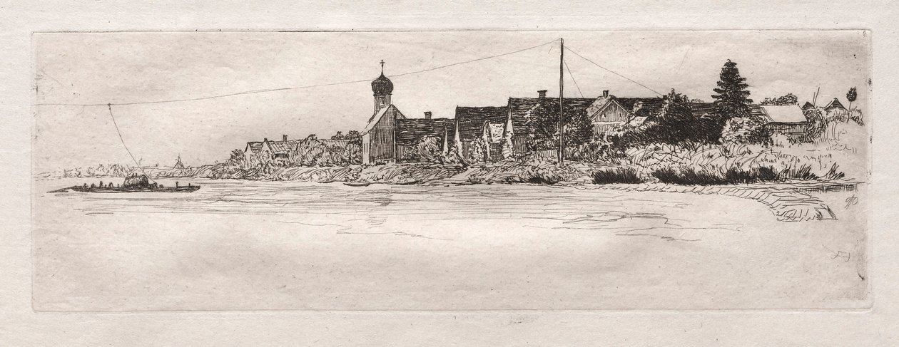 Færge ved Schwabel Weiss, 1879. af Otto H. Bacher