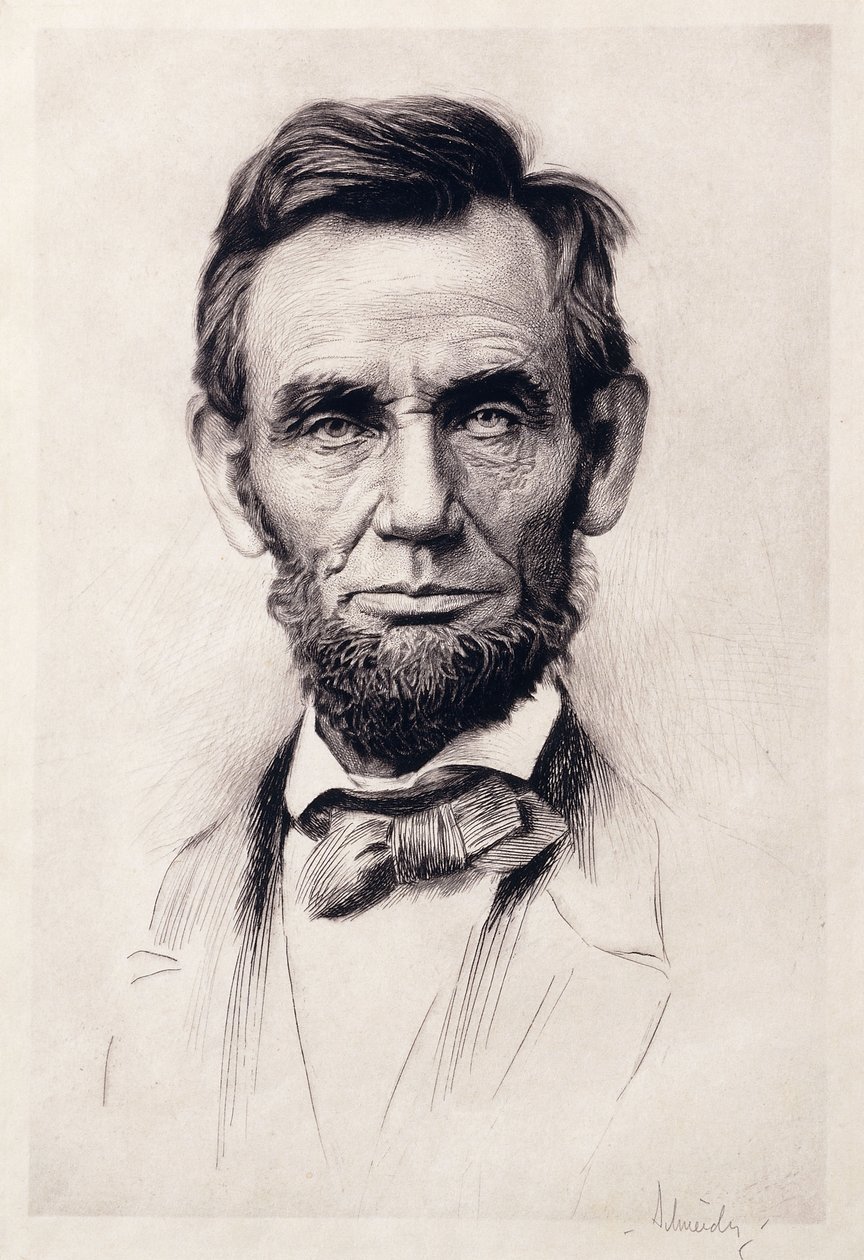 Portræt af Lincoln (gravering) af Otto Henry Schneider