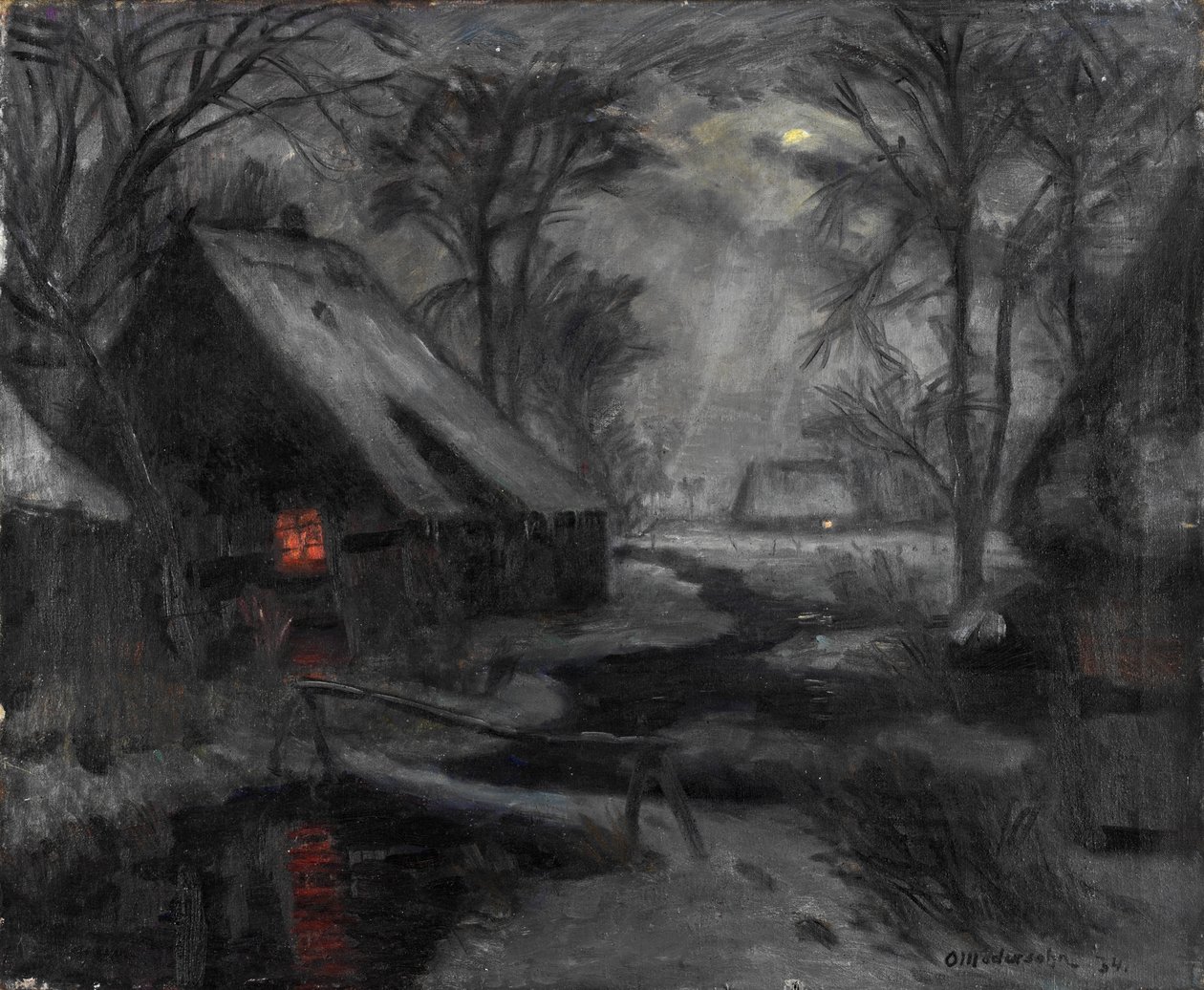 Vinteraften i Fischerhude af Otto Modersohn