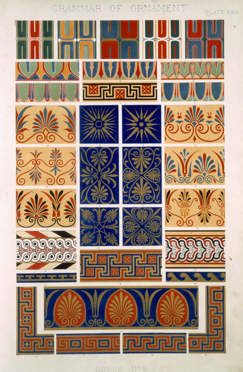 Græsk nr. 8, plade XXII, fra "The Grammar of Ornament" af Owen Jones (1809-1868) af Owen Jones