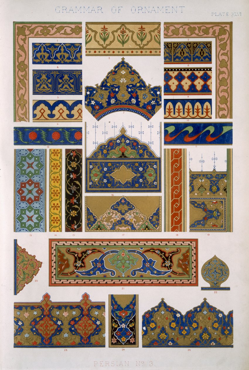 Persisk nr. 3, plade XLVI, fra "The Grammar of Ornament" af Owen Jones (1809-68) af Owen Jones