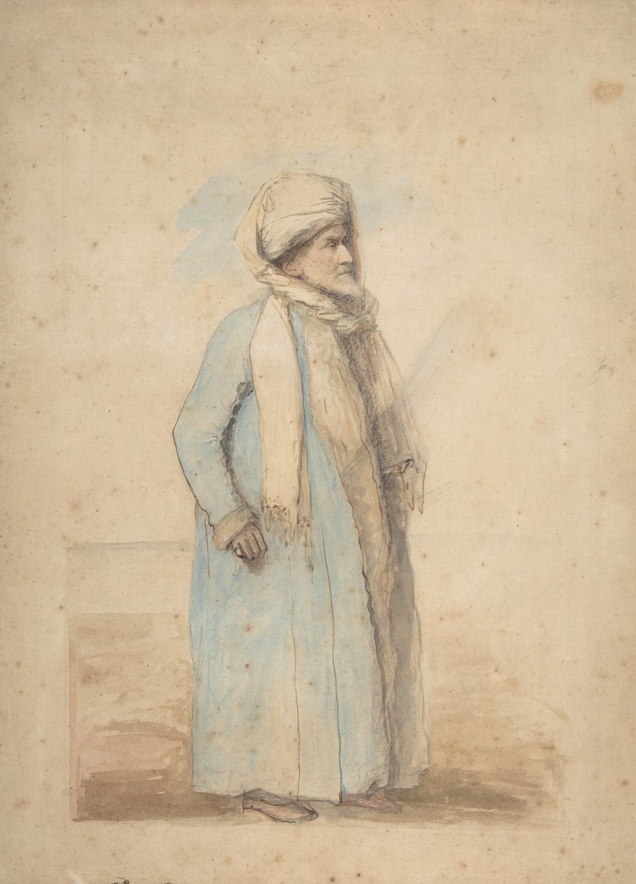 Skægget mand i orientalsk kostume, ca. 1780. af Ozias Humphry