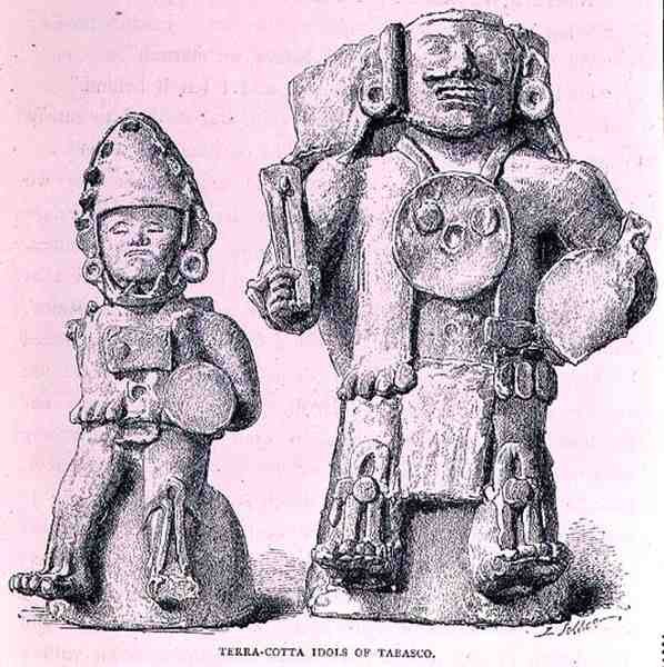 Terracotta Idols of Tabasco, fra The Ancient Cities of New Mexico, af Claude-Joseph-Desire Charnay, pub. 1887 af P. after Sellier