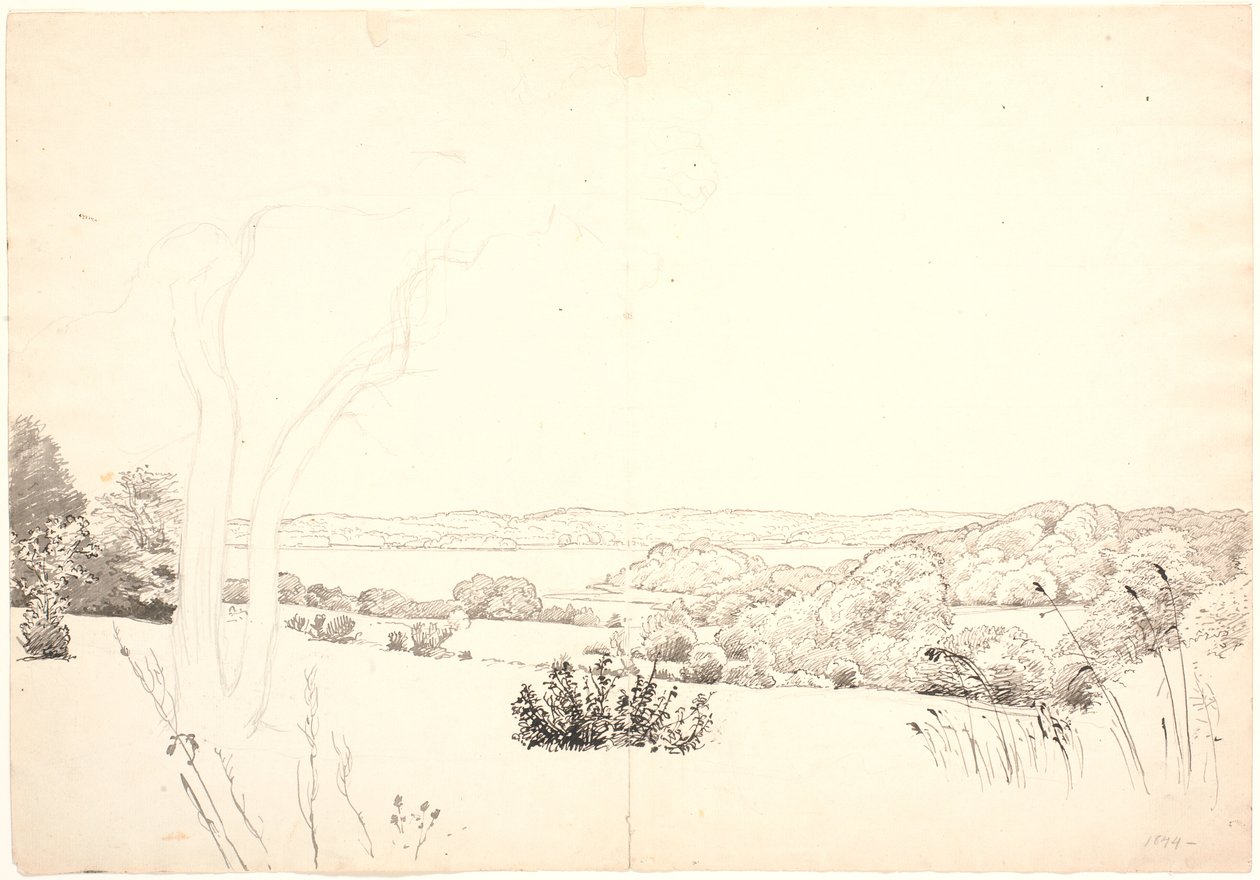 Landskab med udsigt over Skarrit sø. af P.C. Skovgaard
