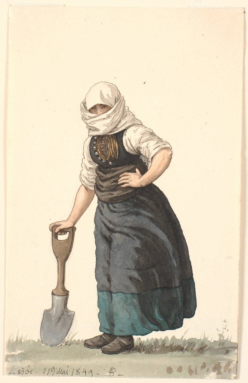 Læssøe bondepige i hverdagsdragt af P.C. Skovgaard