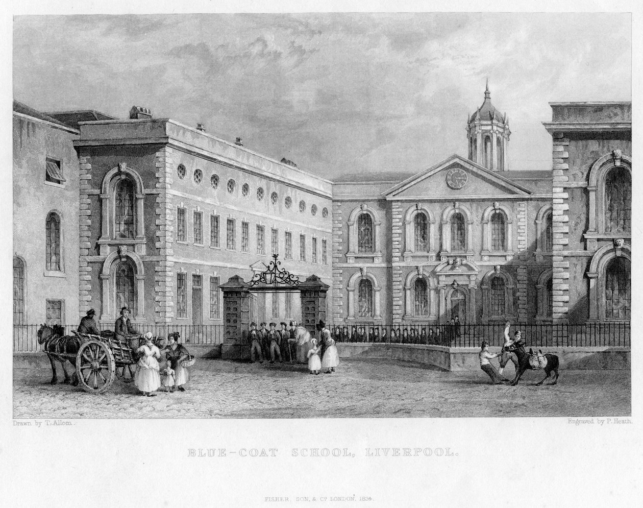 Blue-Coat School, Liverpool, 1834. af P. Heath