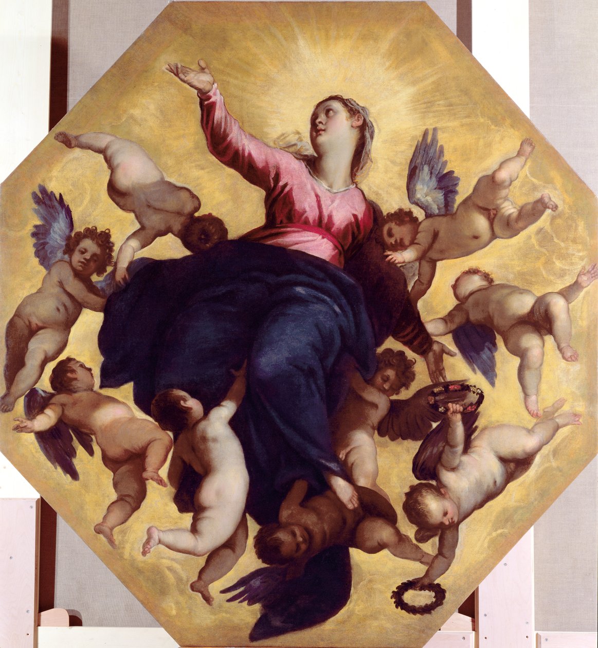 Madonna Carried by Angels (loftfresko) af Palma Il Giovane