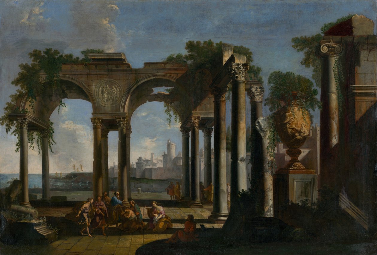 Saint Paul prædiker i Campagna, ca 1735. af Pannini
