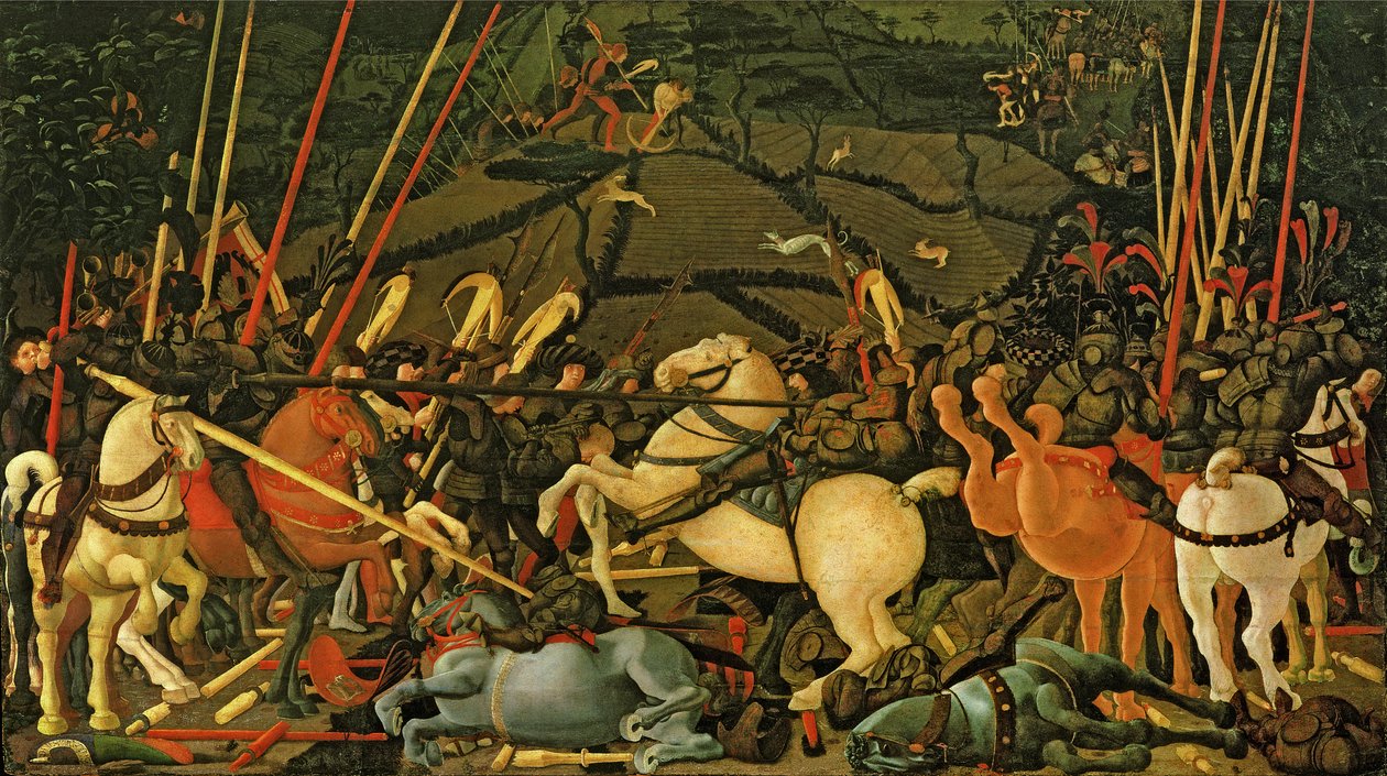 Slaget ved San Romano i 1432, ca.1456 (tempera på panel) (se også 162335) af Paolo Uccello